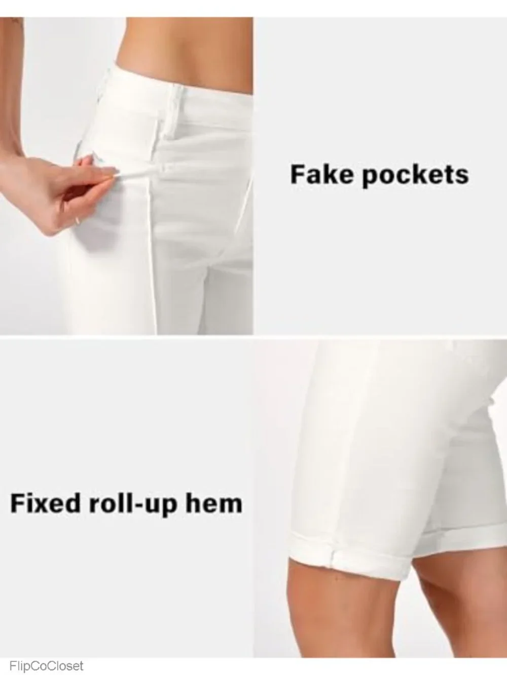 Stretchy Skinny Bermuda Shorts with Front Seam